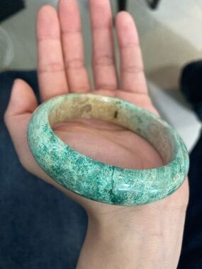 Green Coral Stone Bangle Bracelet - Elegant Gemstone Jewelry
